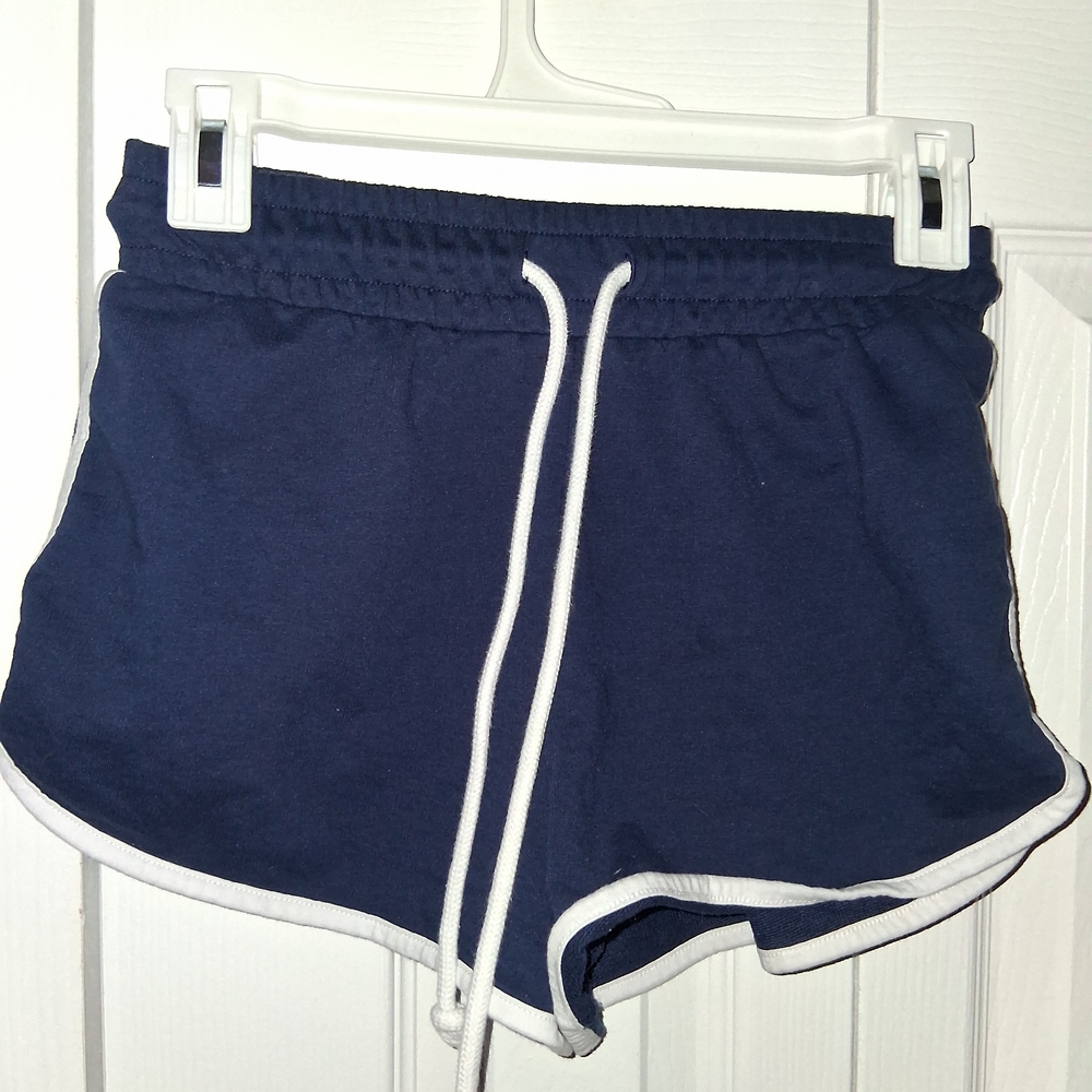 Navy Blue Women's Shorts with White Trim